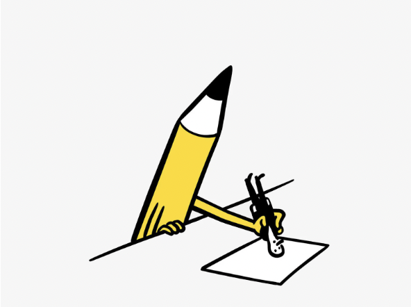 pencil writing by using a person