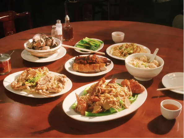 Chinese dishes at a restaurant