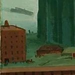 detail of New York Central Park by Edward Hopper