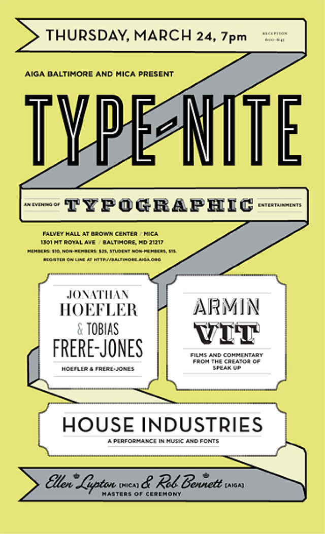 lemon-green poster detailing a typographic event